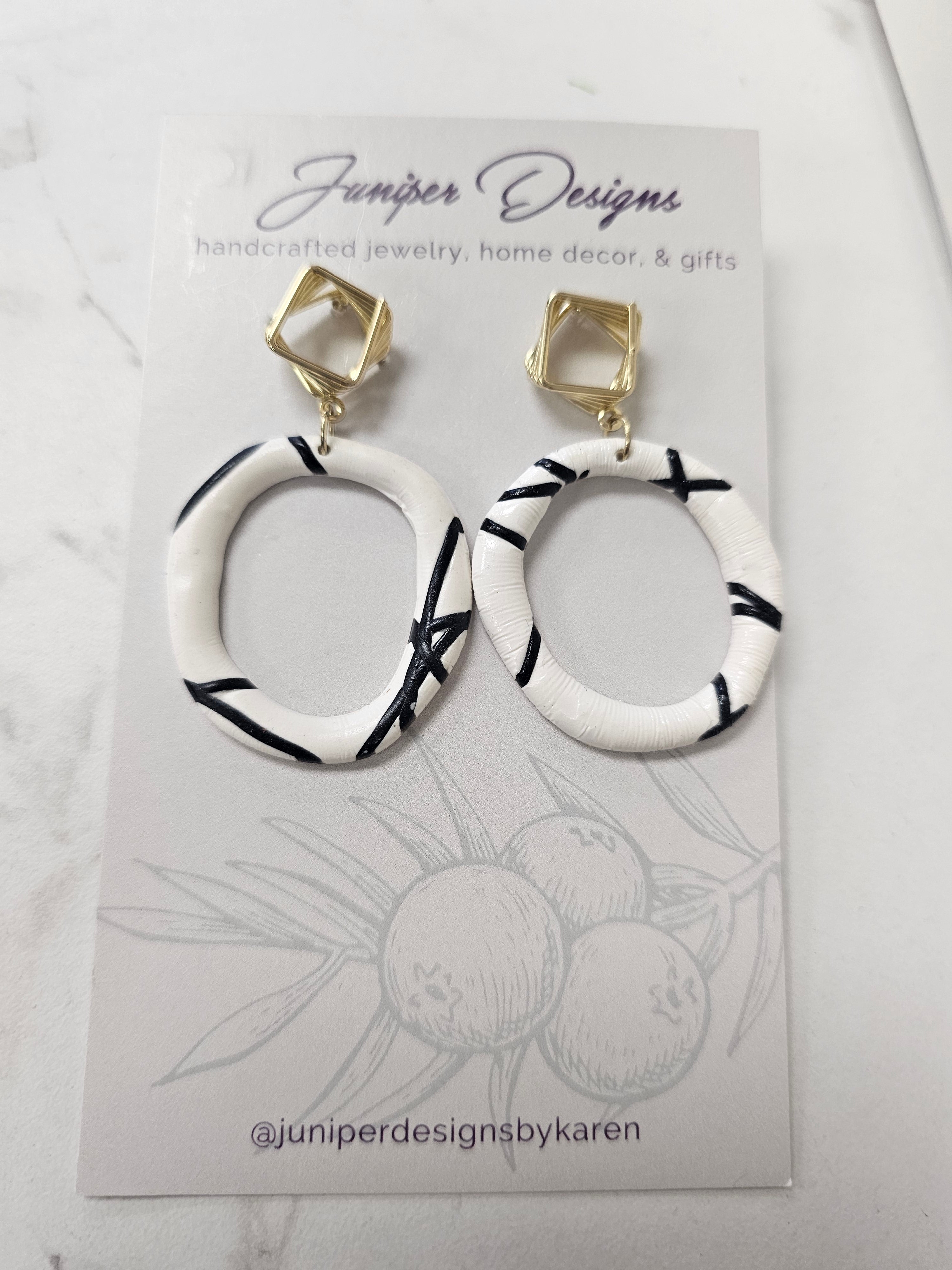 Handmade Earrings - Geo Stripe Cut Out Design -Unique Artisan Jewelry | Juniper Skies
