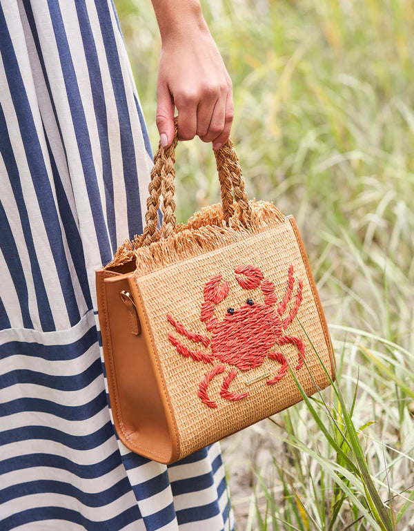 Woven Straw Dune Satchel Hamilton Crab