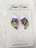 Handmade Earrings - Dual Leaf Clay Design Studs -Unique Artisan Jewelry | Juniper Skies