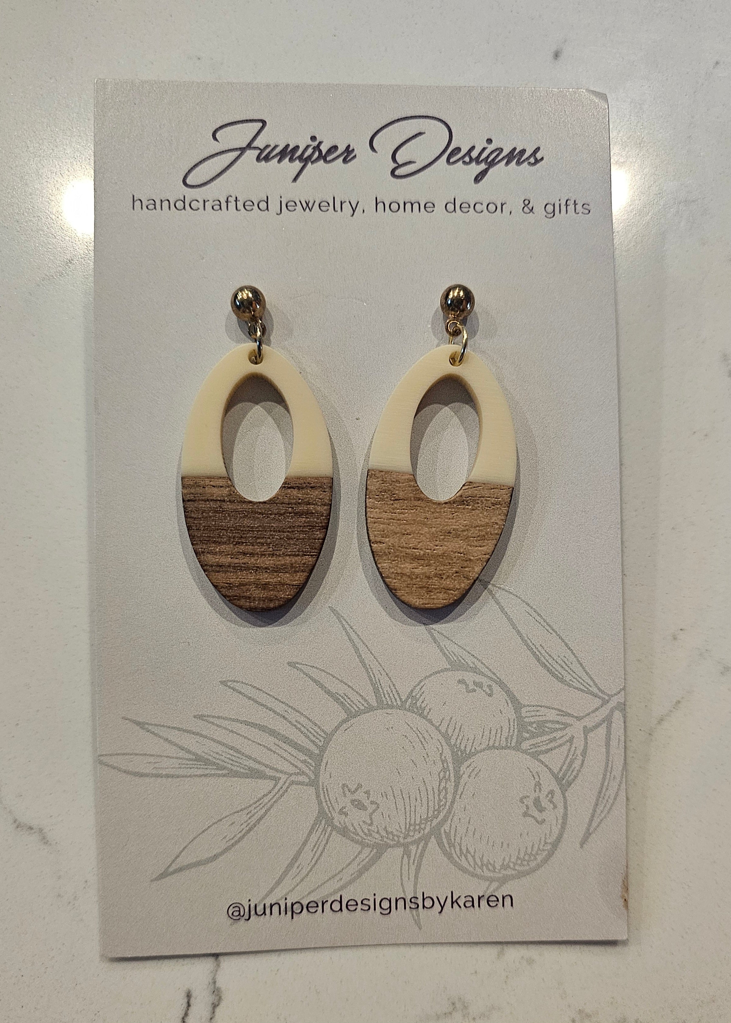 Wood & Acrylic Halo Drop Dangle| Natural Muse Collection| Juniper Skies