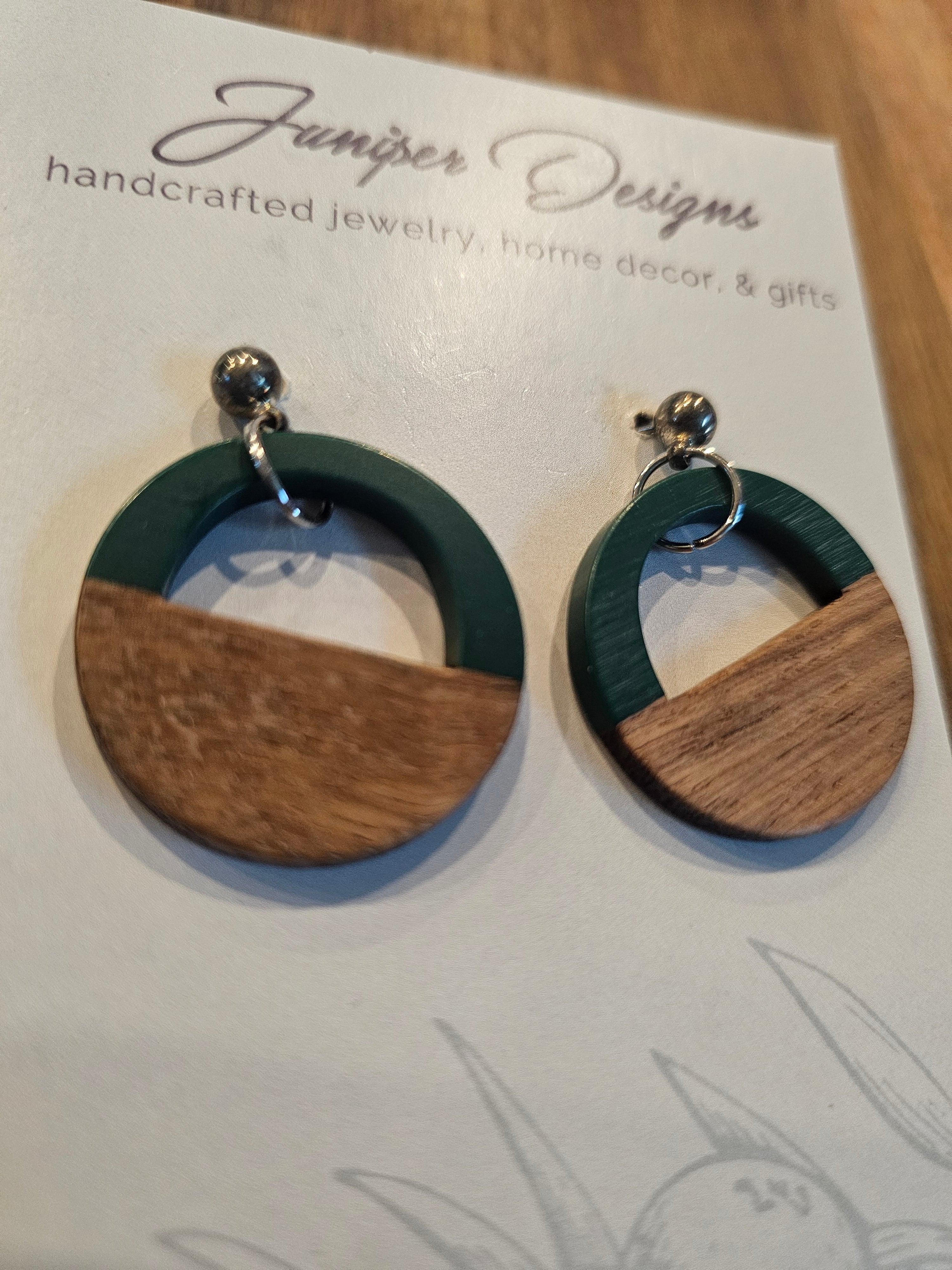 Half Moon Arc Wood & Acrylic Dangle| Natural Muse Collection| Juniper Skies