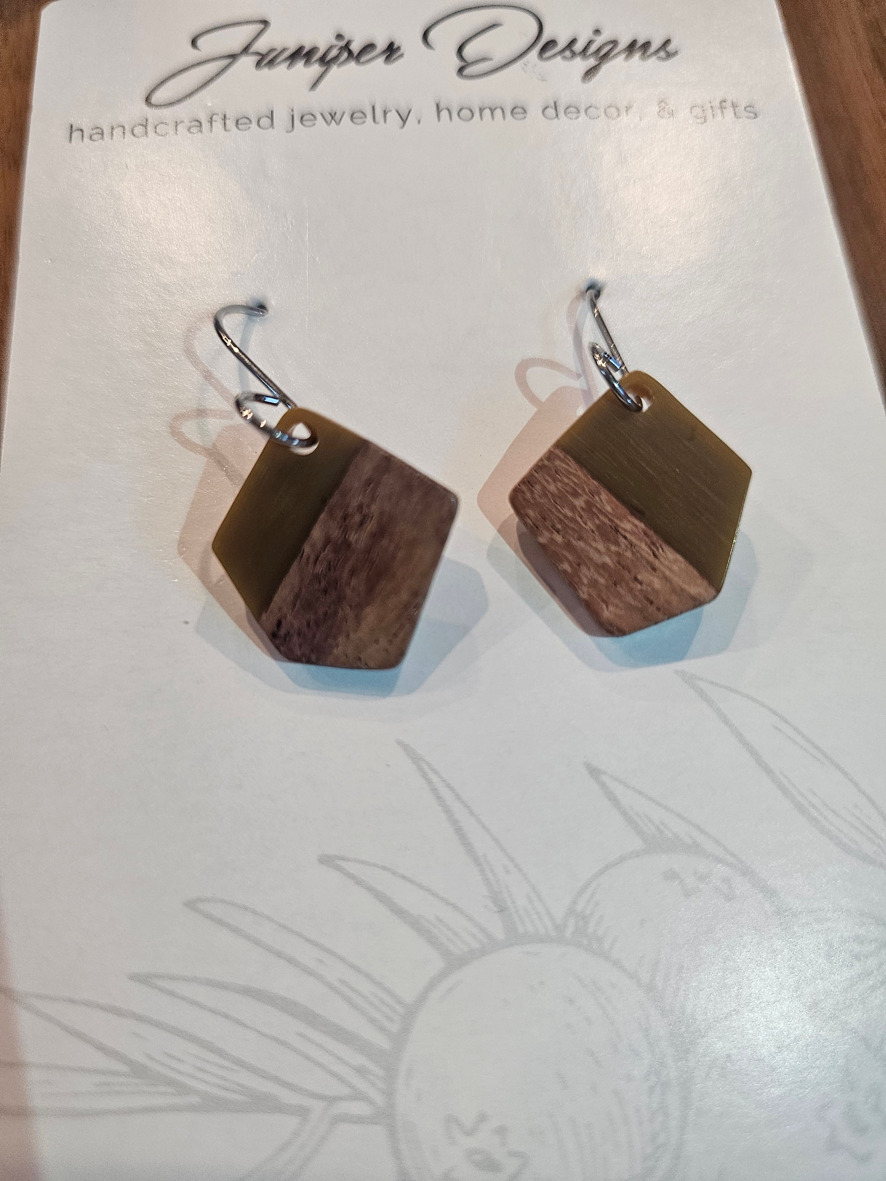 Small Wood & Acrylic Dangle| Natural Muse Collection| Juniper Skies