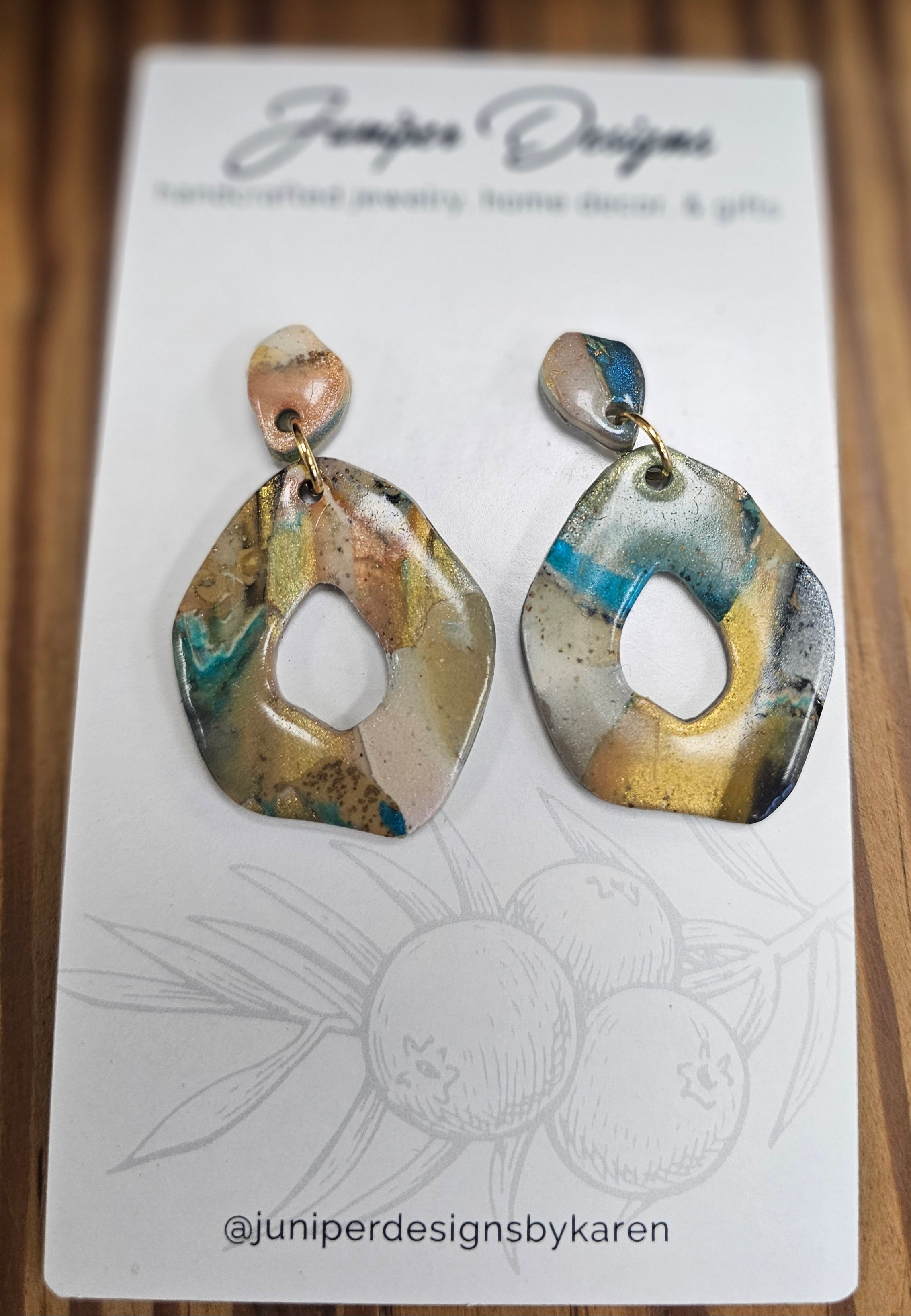 Handmade Earrings -  Clay Dangle Design -Unique Artisan Jewelry | Juniper Skies