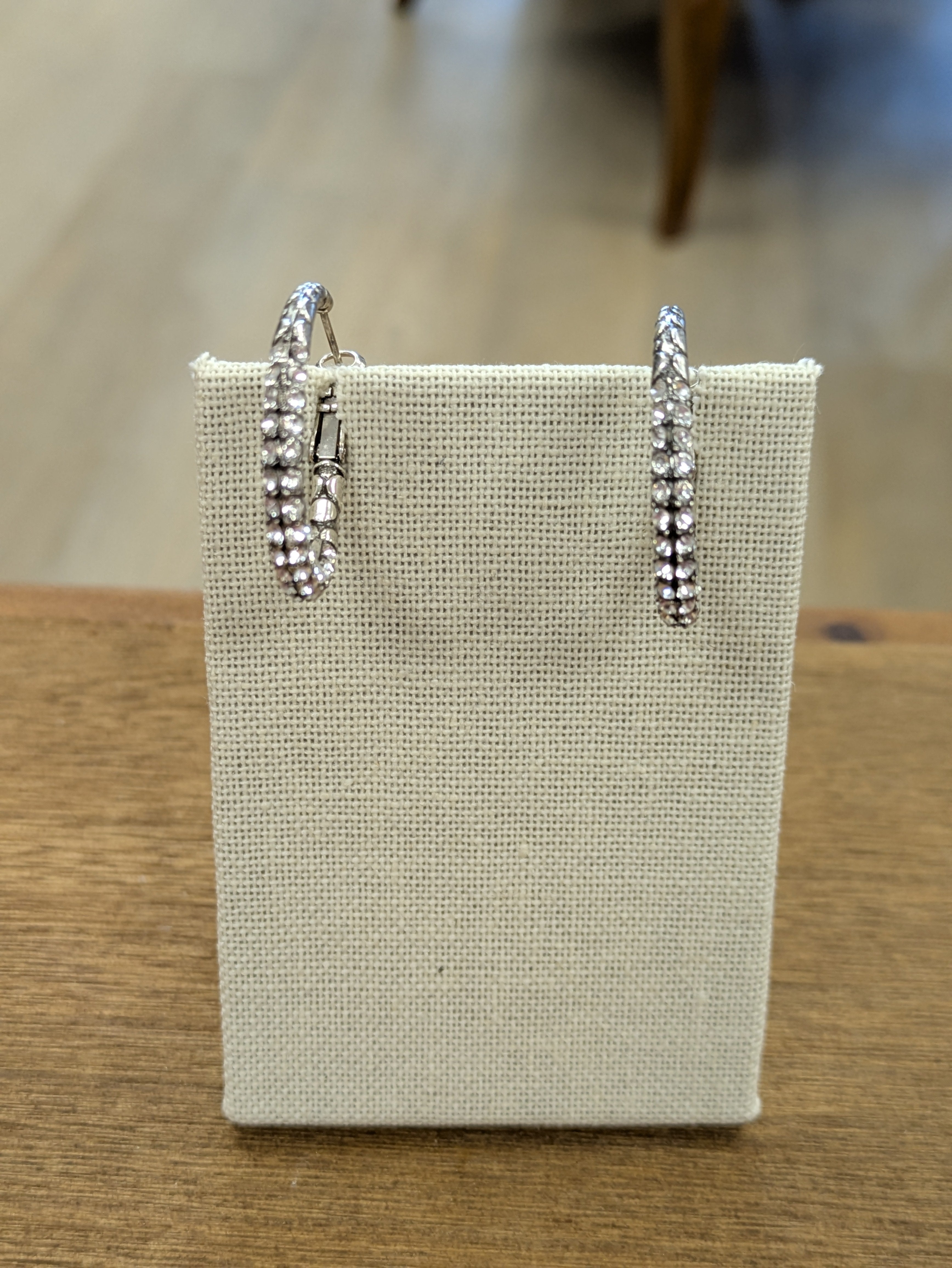 Brighton silver and pave hoops