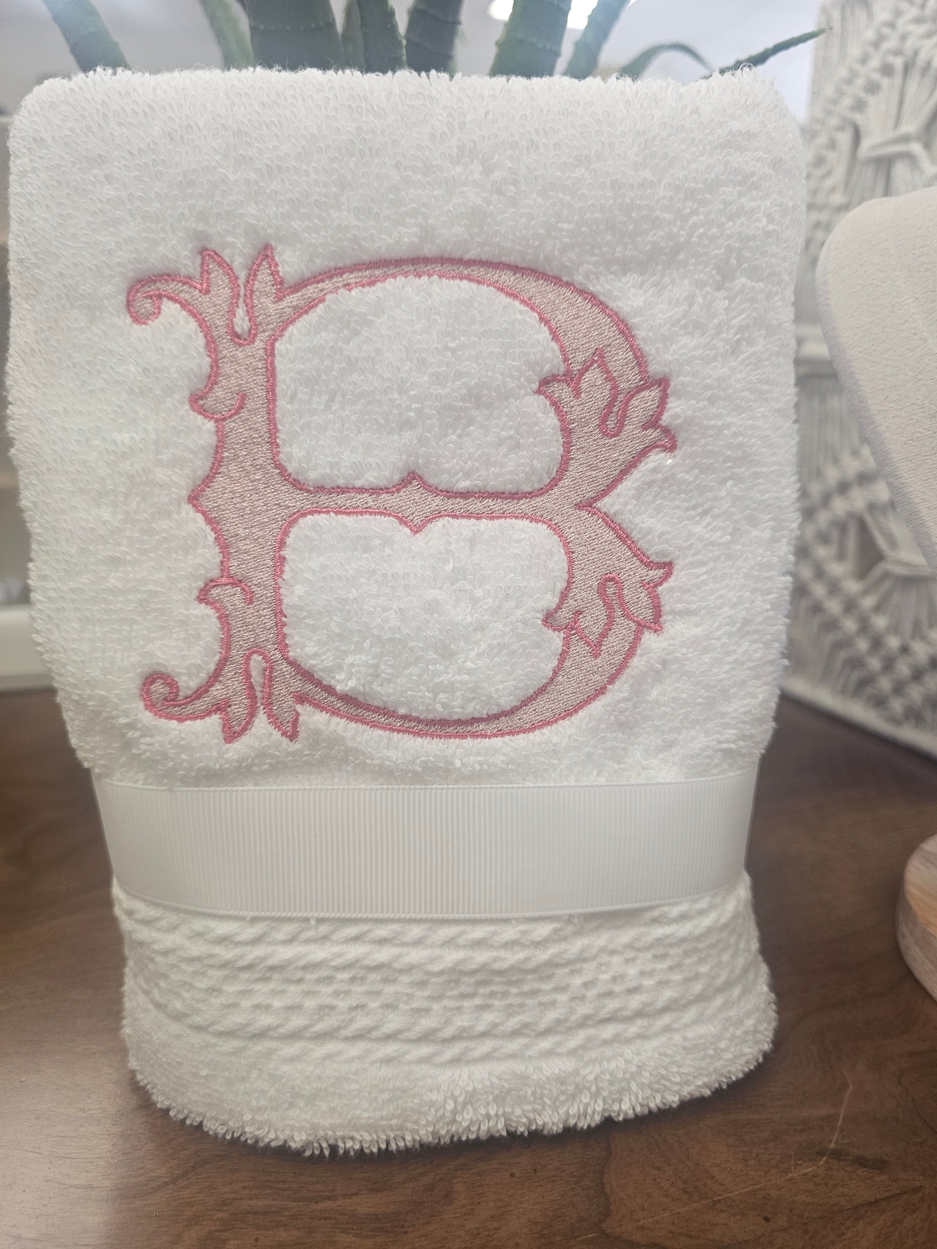 Embroidered Initial Hand Towel| Lucky & Legacy