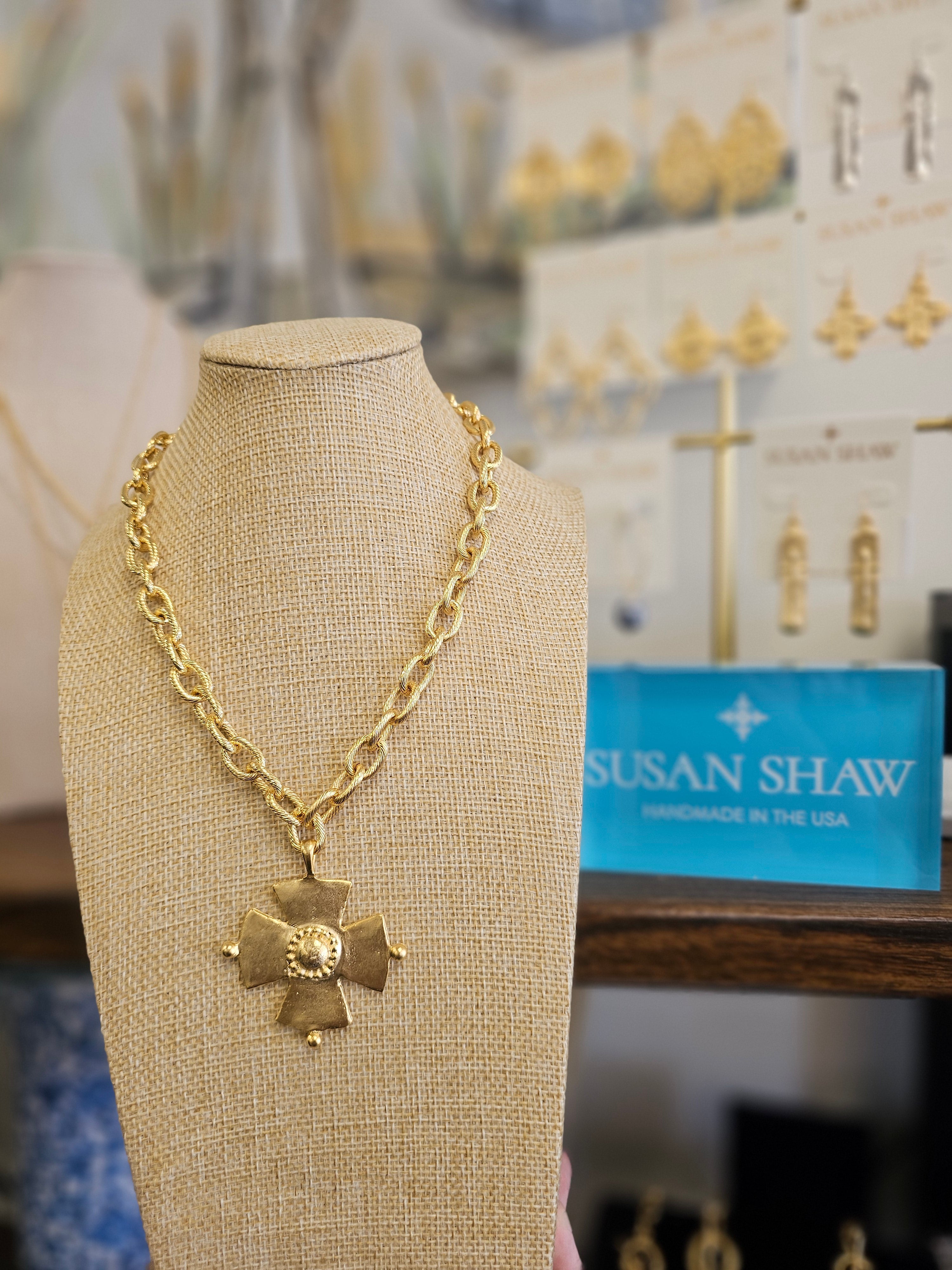 Maltese Cross on Toggle Chain Necklace