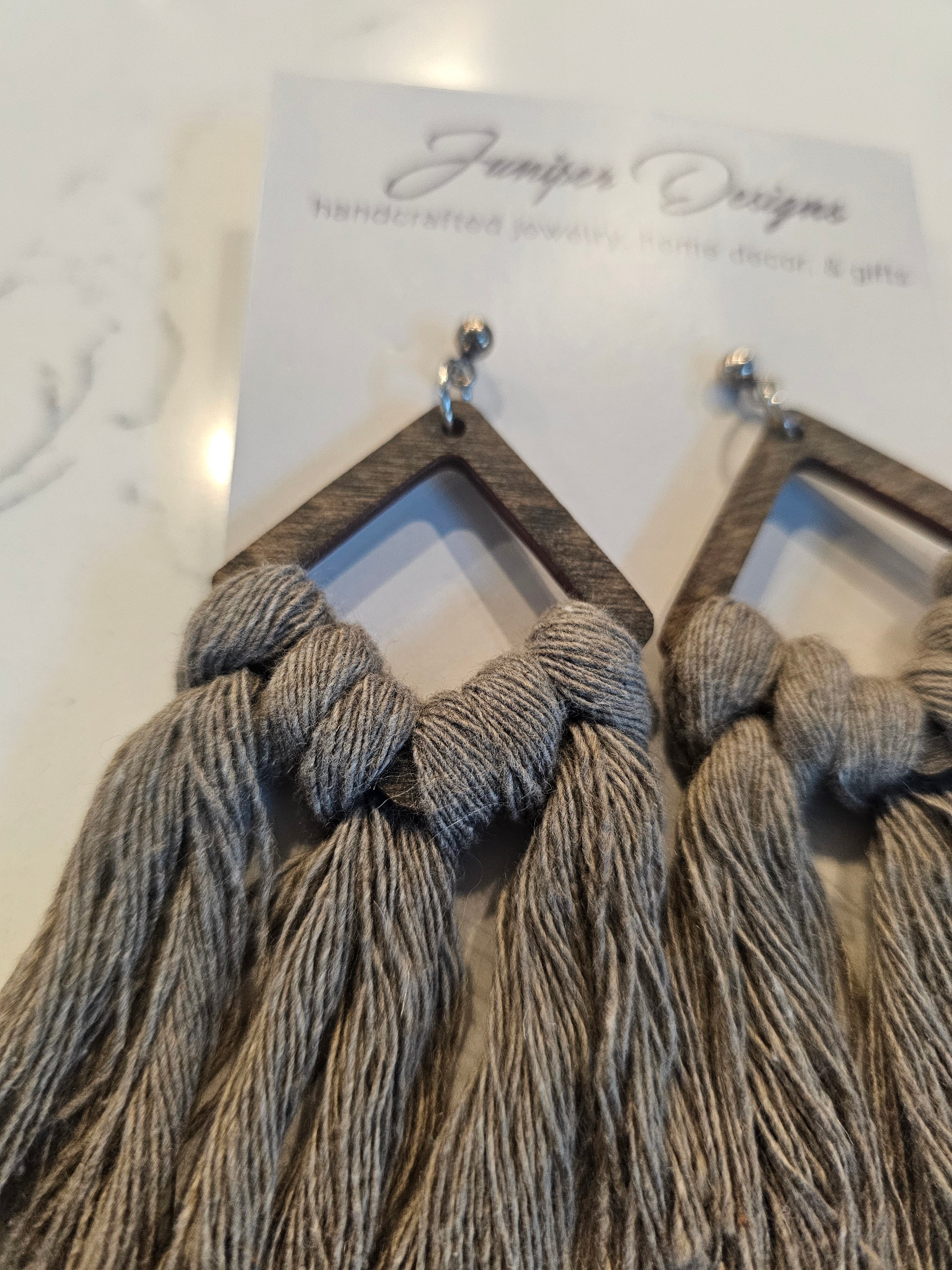 Wooden Macrame Earrings| Natural Muse Collection| Juniper Skies