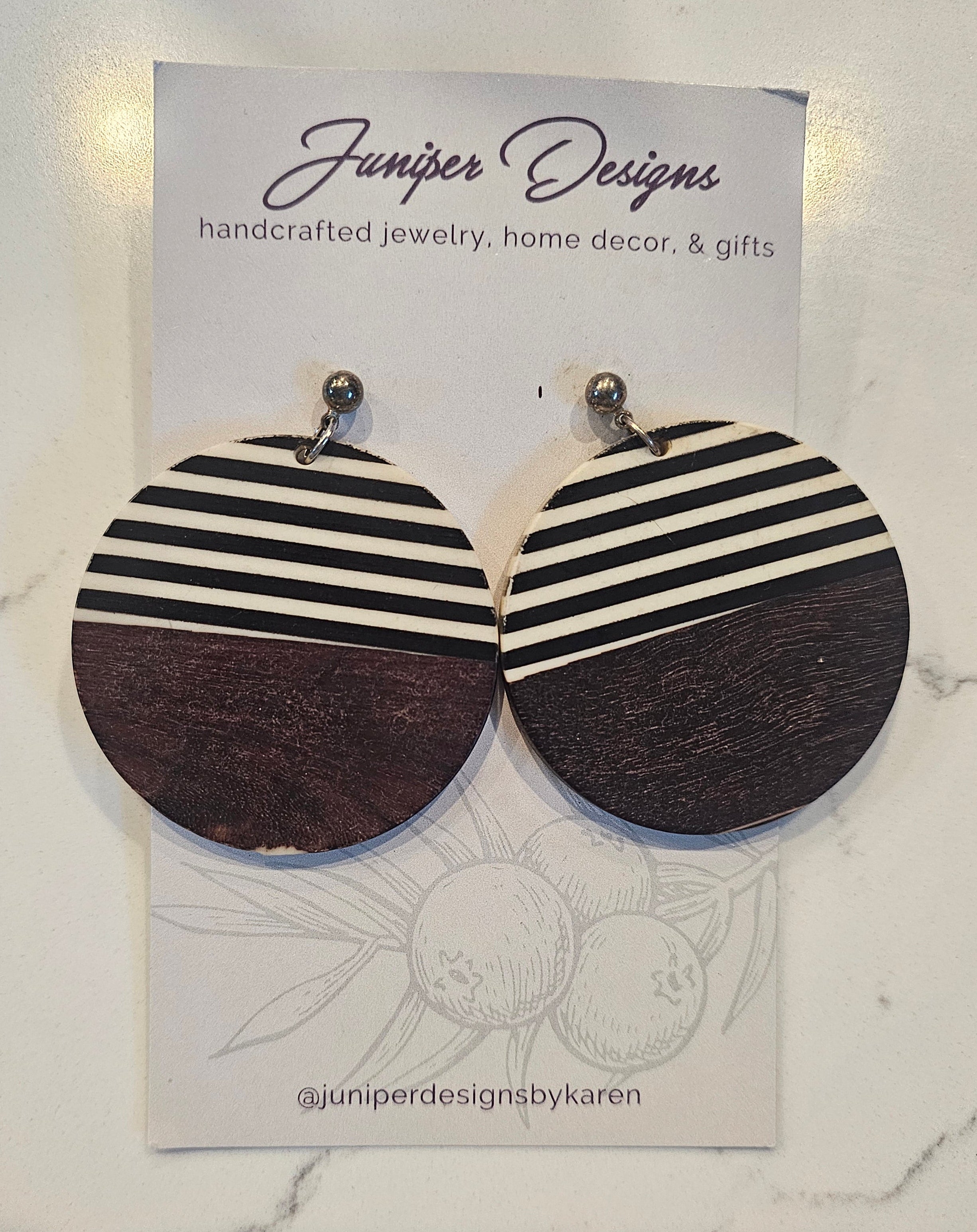 Wood & Acrylic Statement Dangle| Natural Muse Collection| Juniper Skies