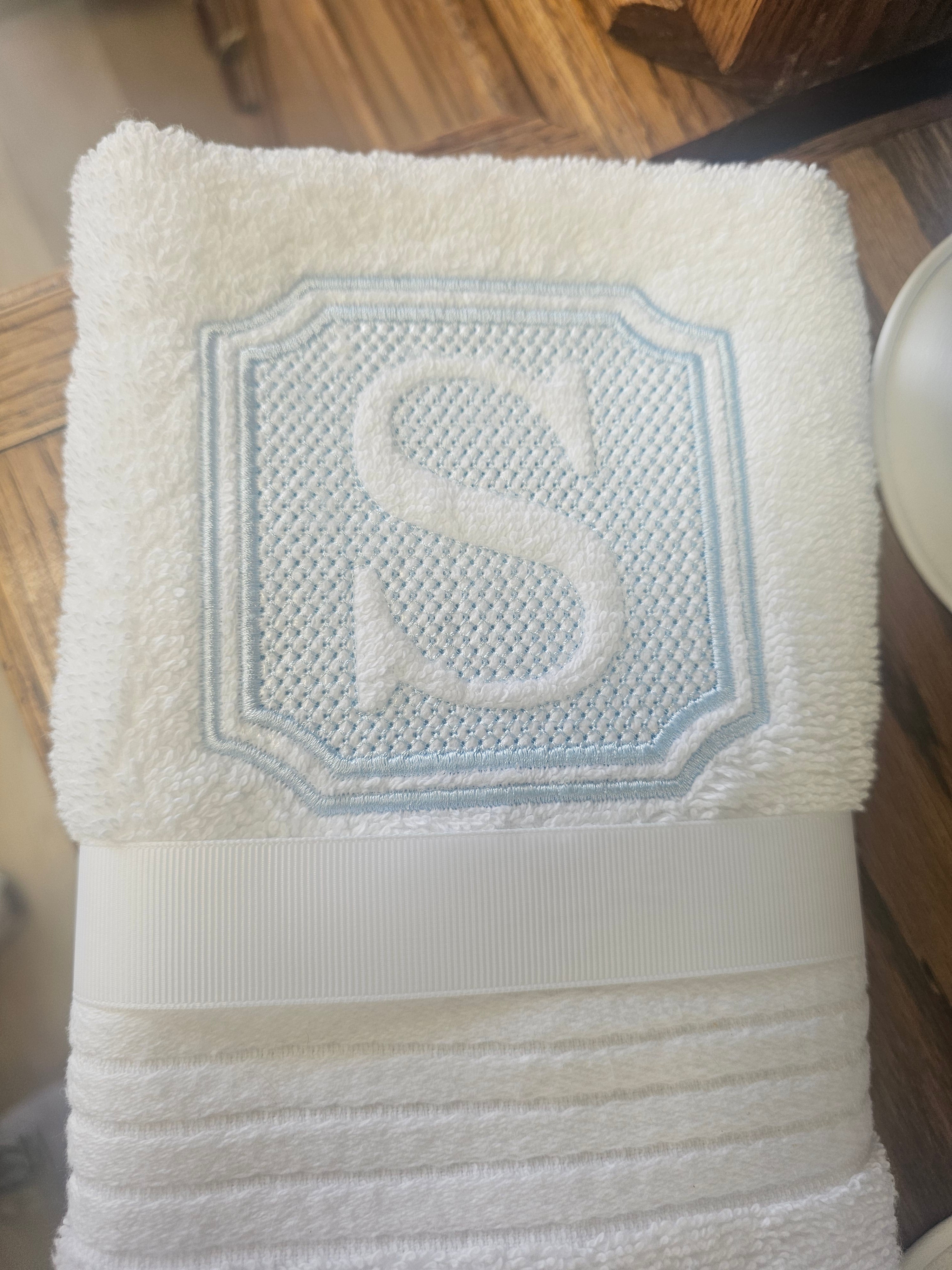 Embroidered Initial Hand Towel| Lucky & Legacy