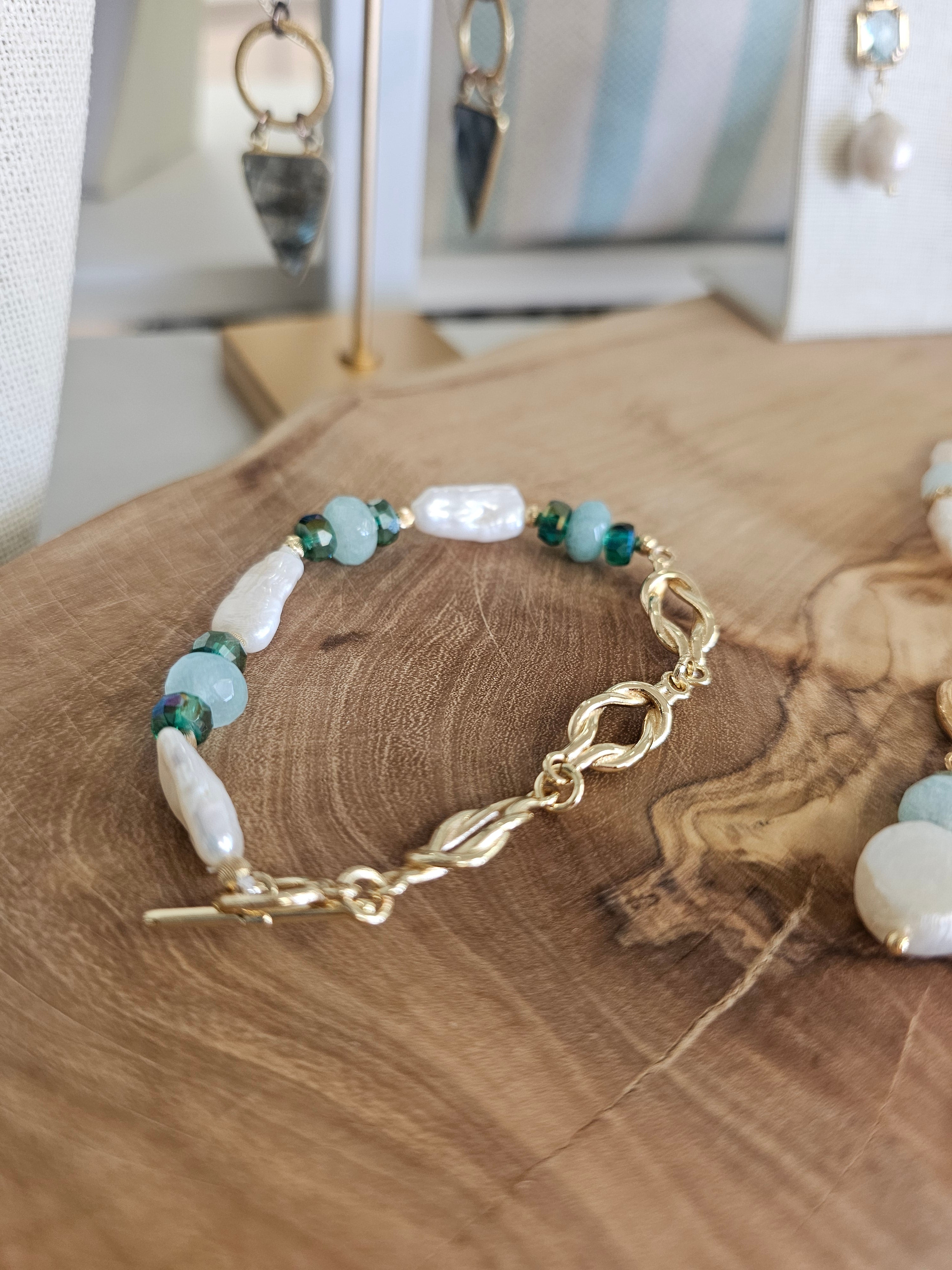 Metal & Pearl Bracelet| Stillwater Collection