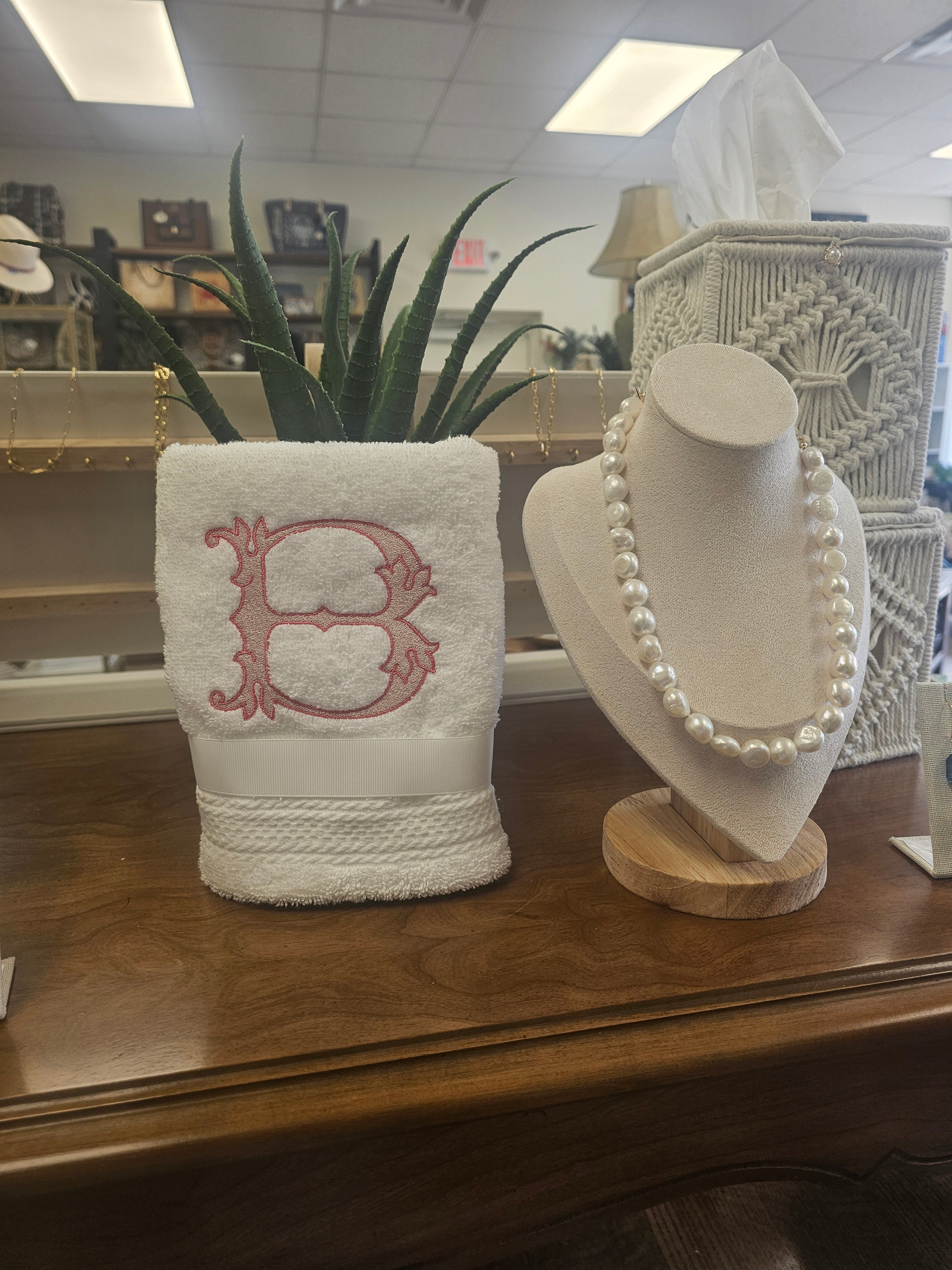 Embroidered Initial Hand Towel| Lucky & Legacy