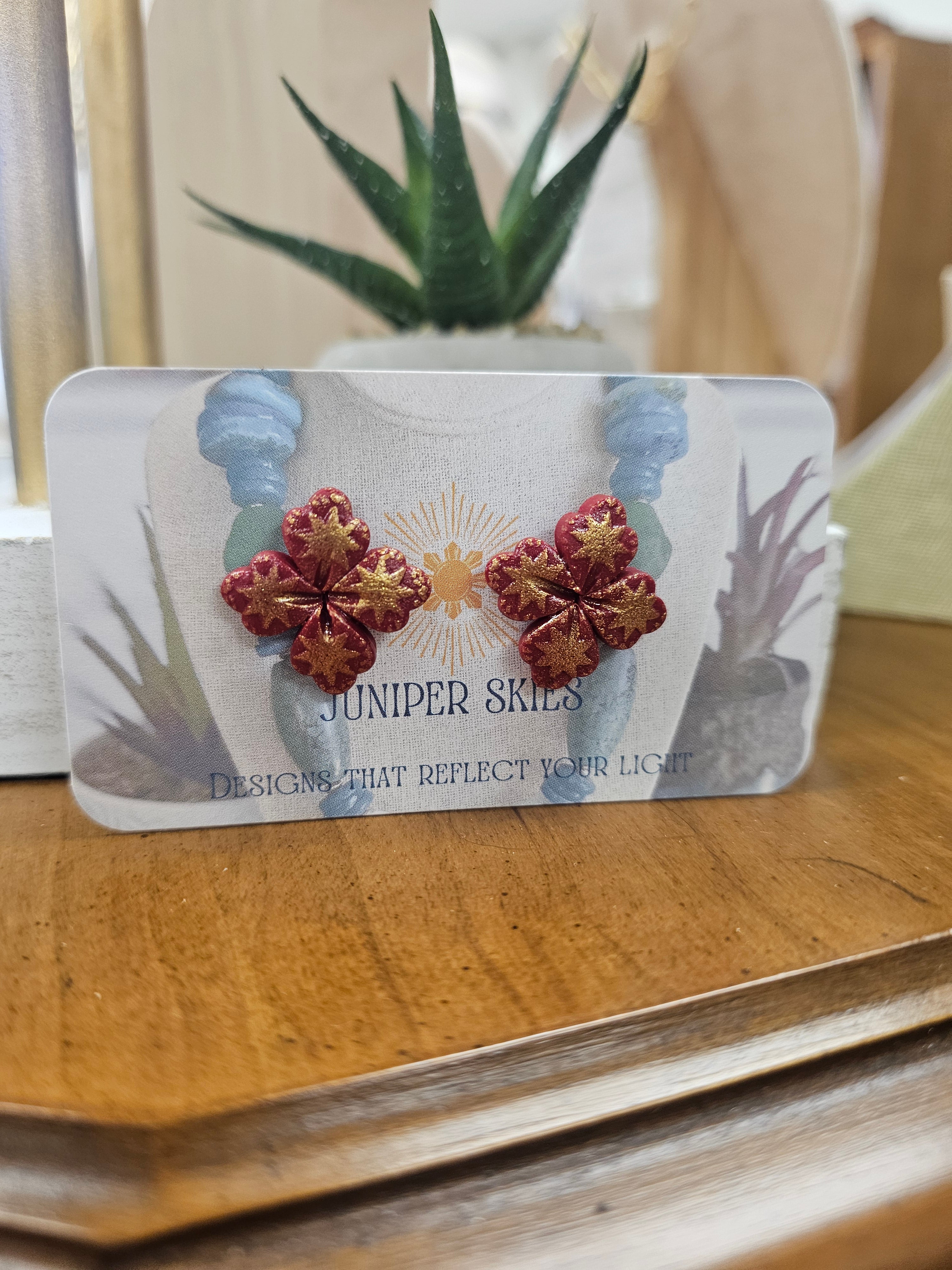 Crimson and Gold Star Leaf Stud | Bold and Beautiful Collection by J.S.