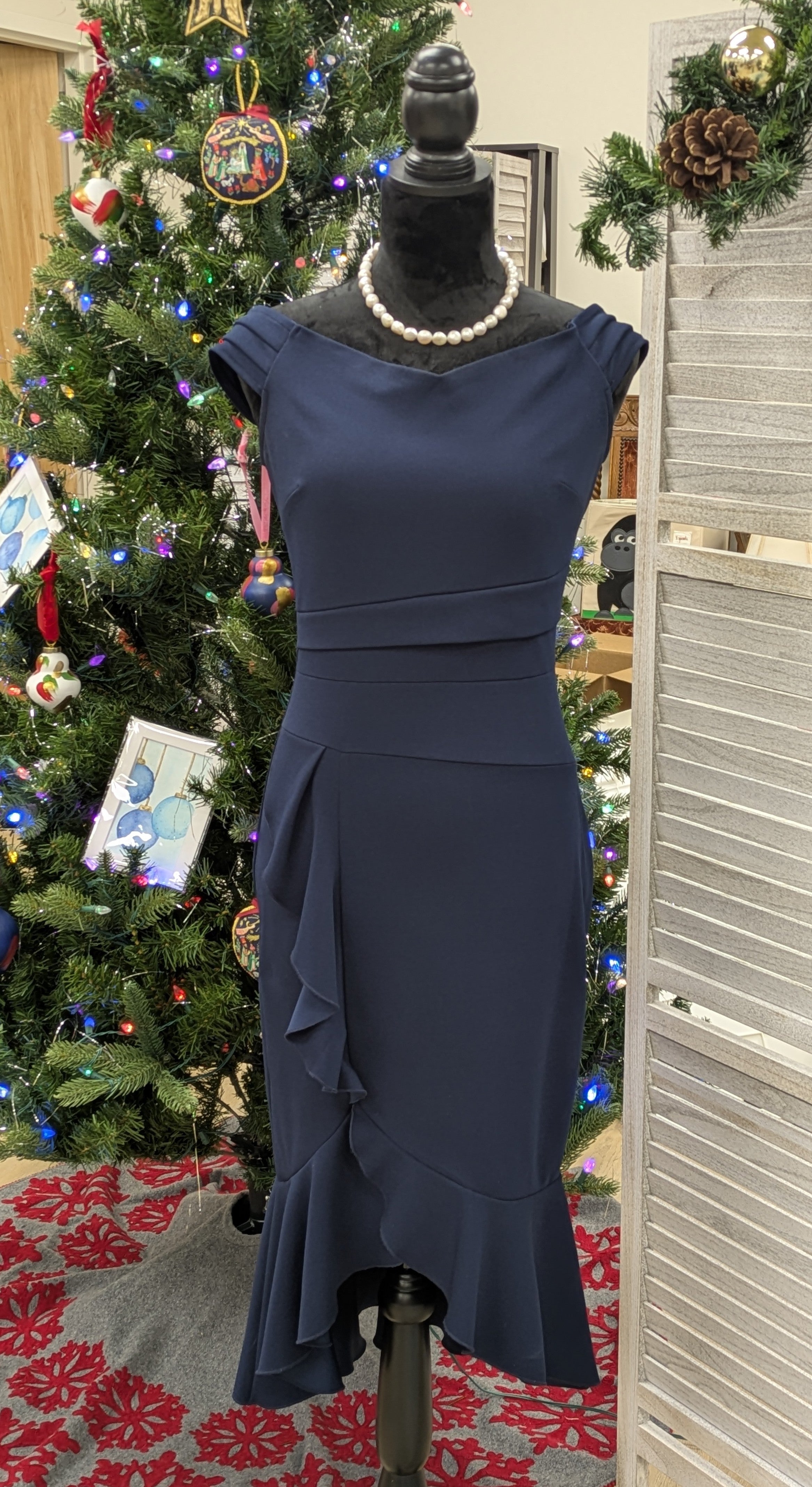 Navy blue ruffle dress