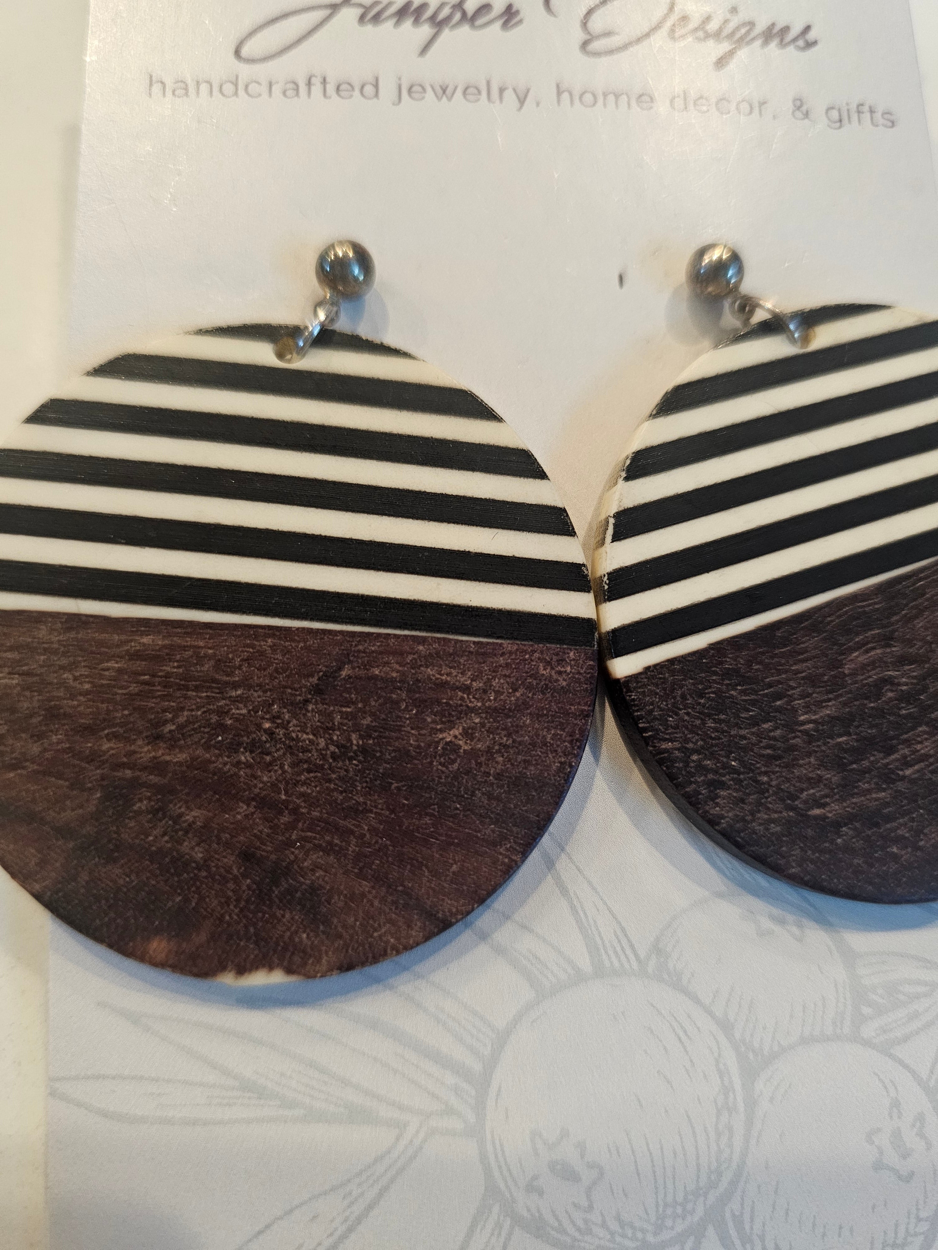 Wood & Acrylic Statement Dangle| Natural Muse Collection| Juniper Skies
