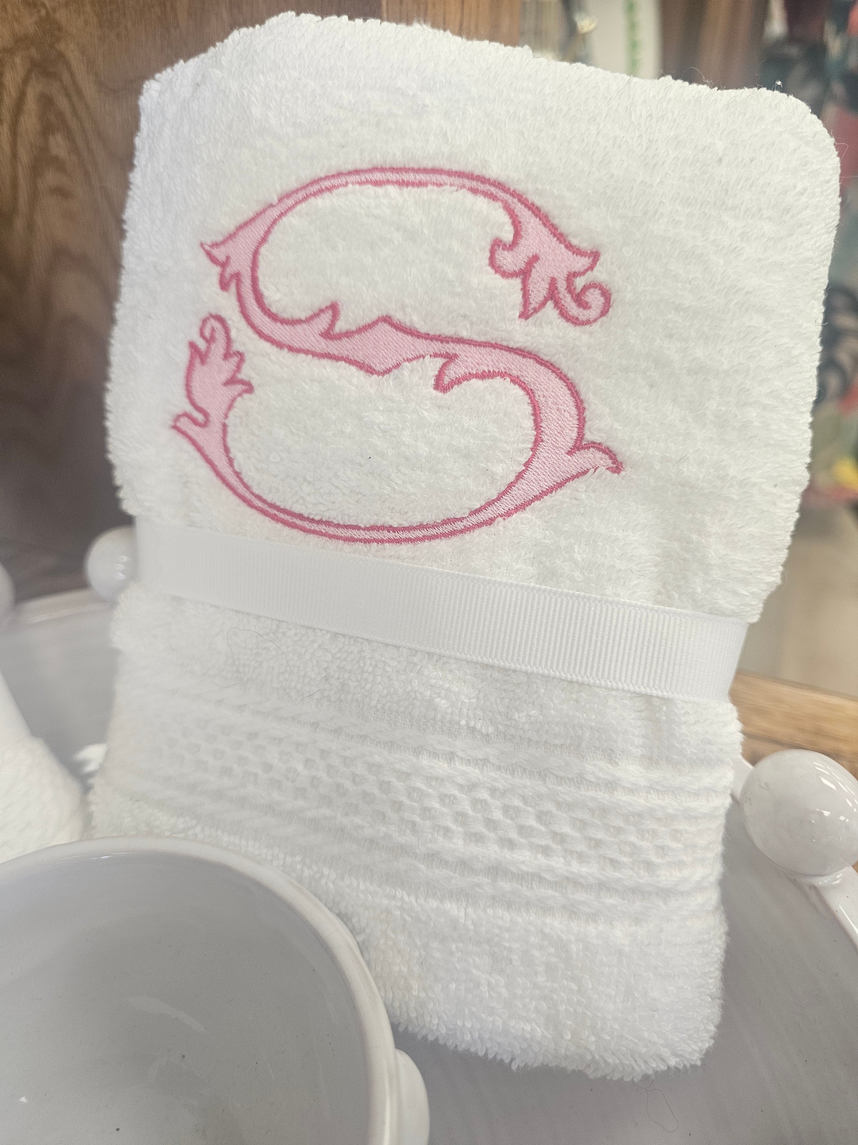 Embroidered Initial Hand Towel| Lucky & Legacy
