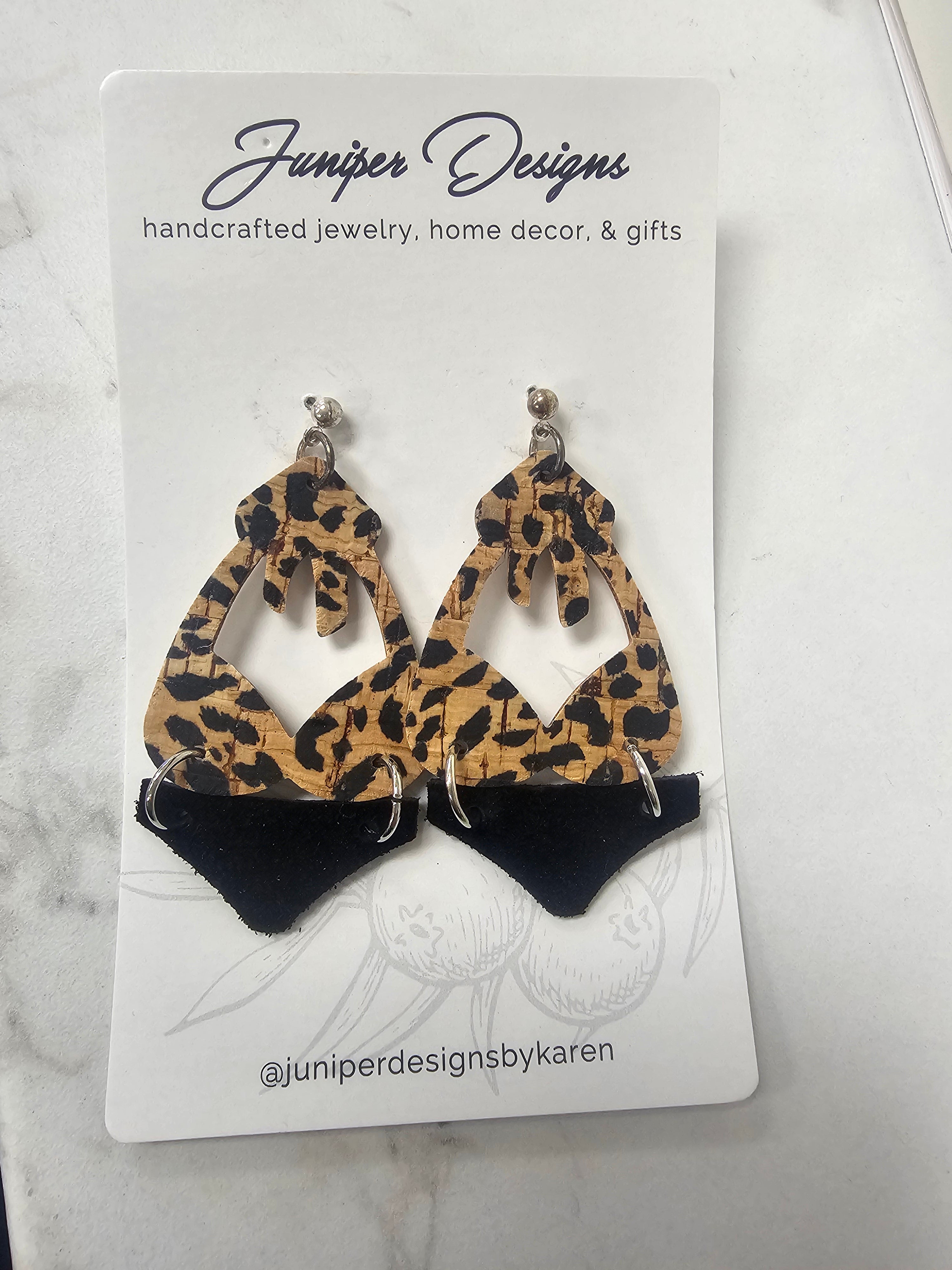 Handmade Earrings - 2-Piece Splash Leather Design -Unique Artisan Jewelry | Juniper Skies