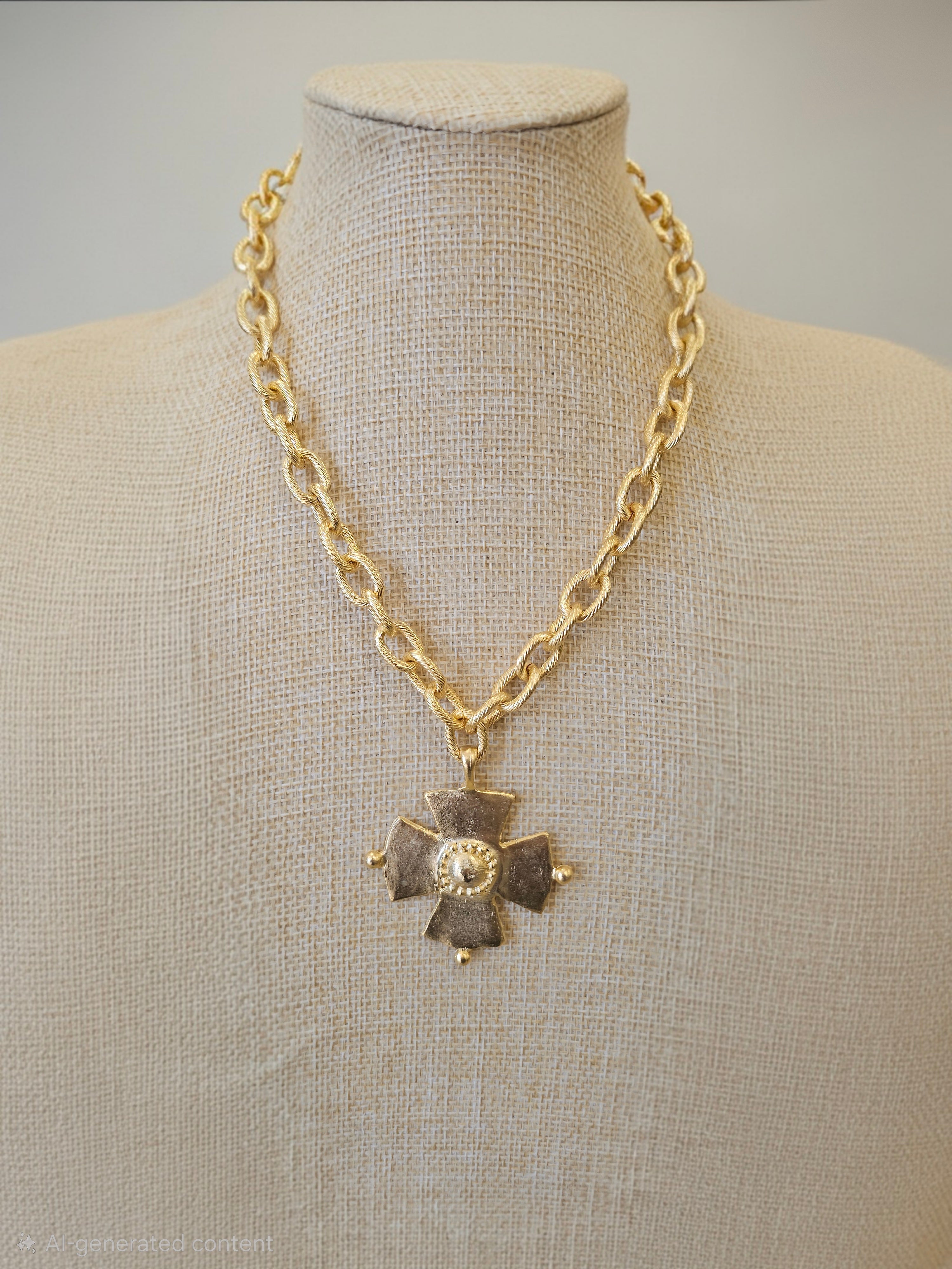Maltese Cross on Toggle Chain Necklace