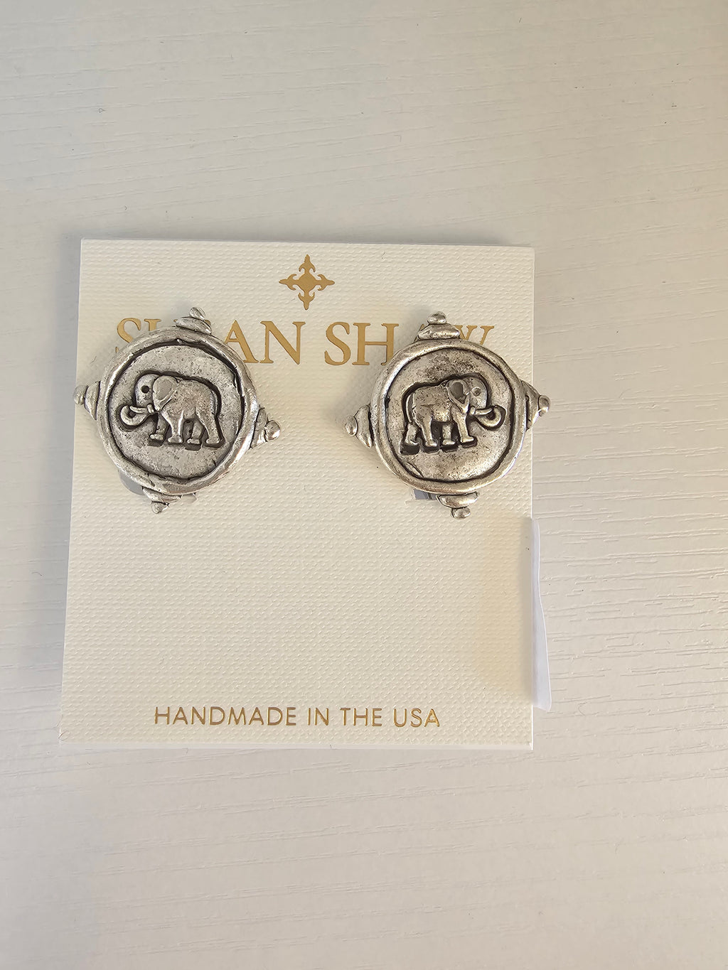 Elephant Intaglio Studs – Silver