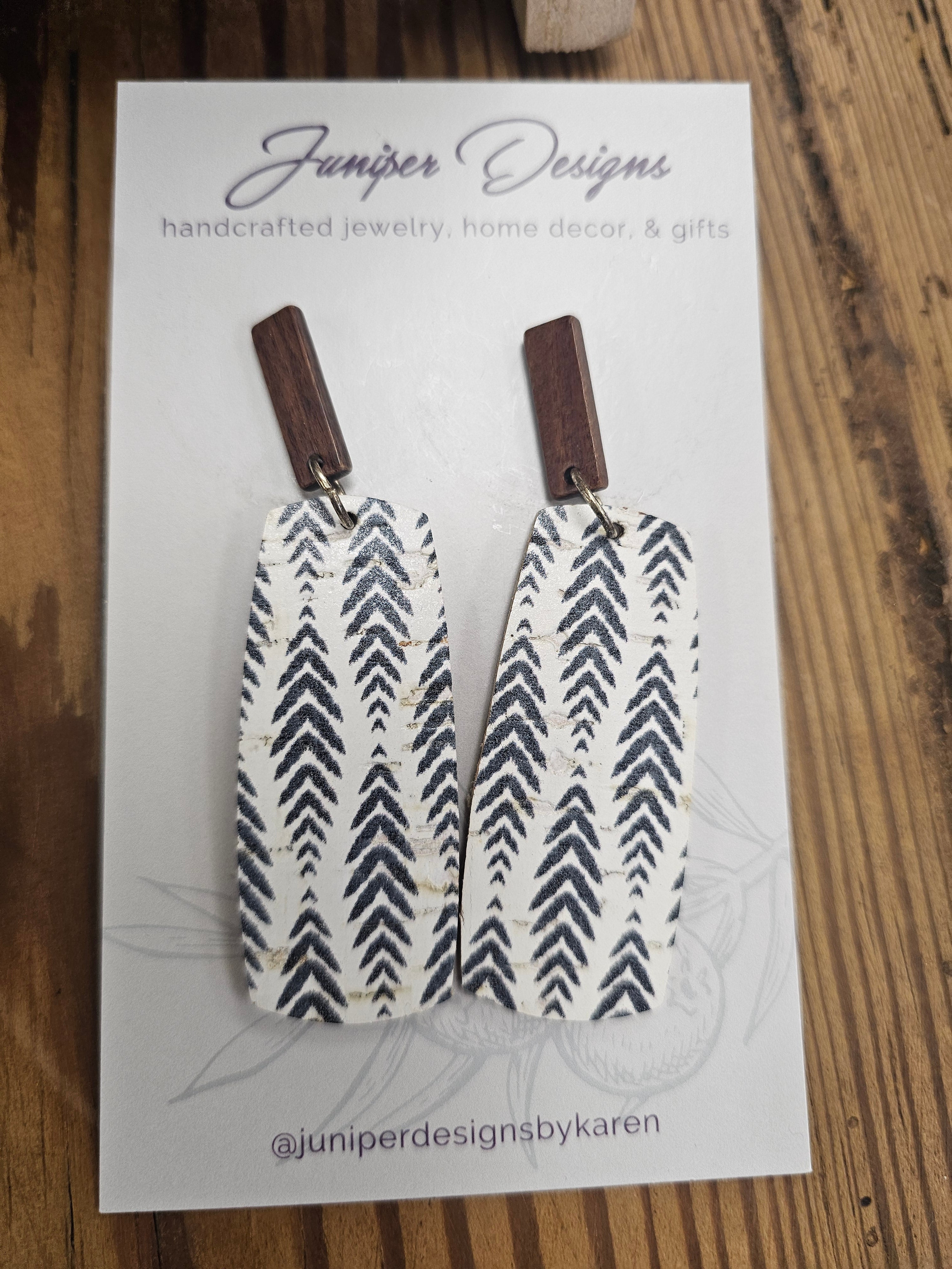Handmade Earrings -  Long Leather & Wood Dangle Design -Unique Artisan Jewelry | Juniper Skies