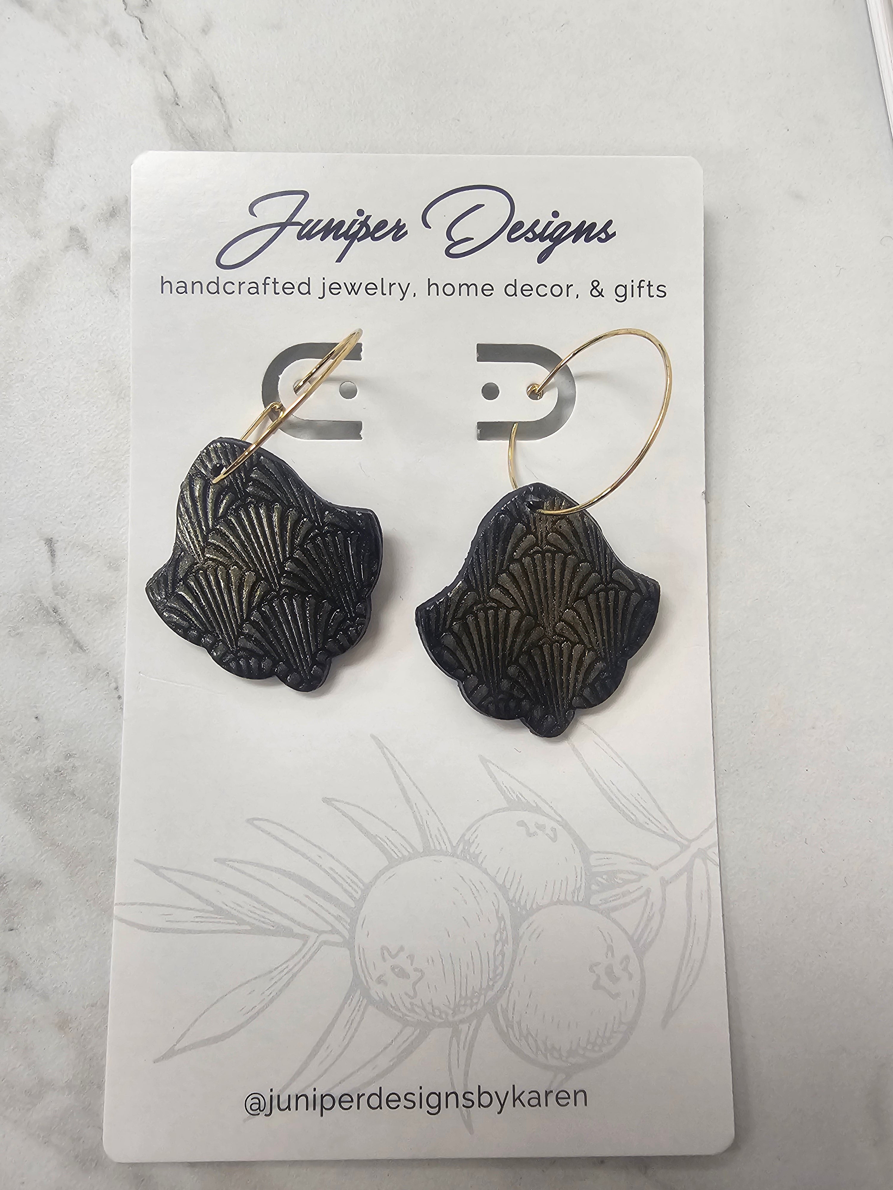 Handmade Earrings -  Delicate Hoop Shell Clay Design -Unique Artisan Jewelry | Juniper Skies