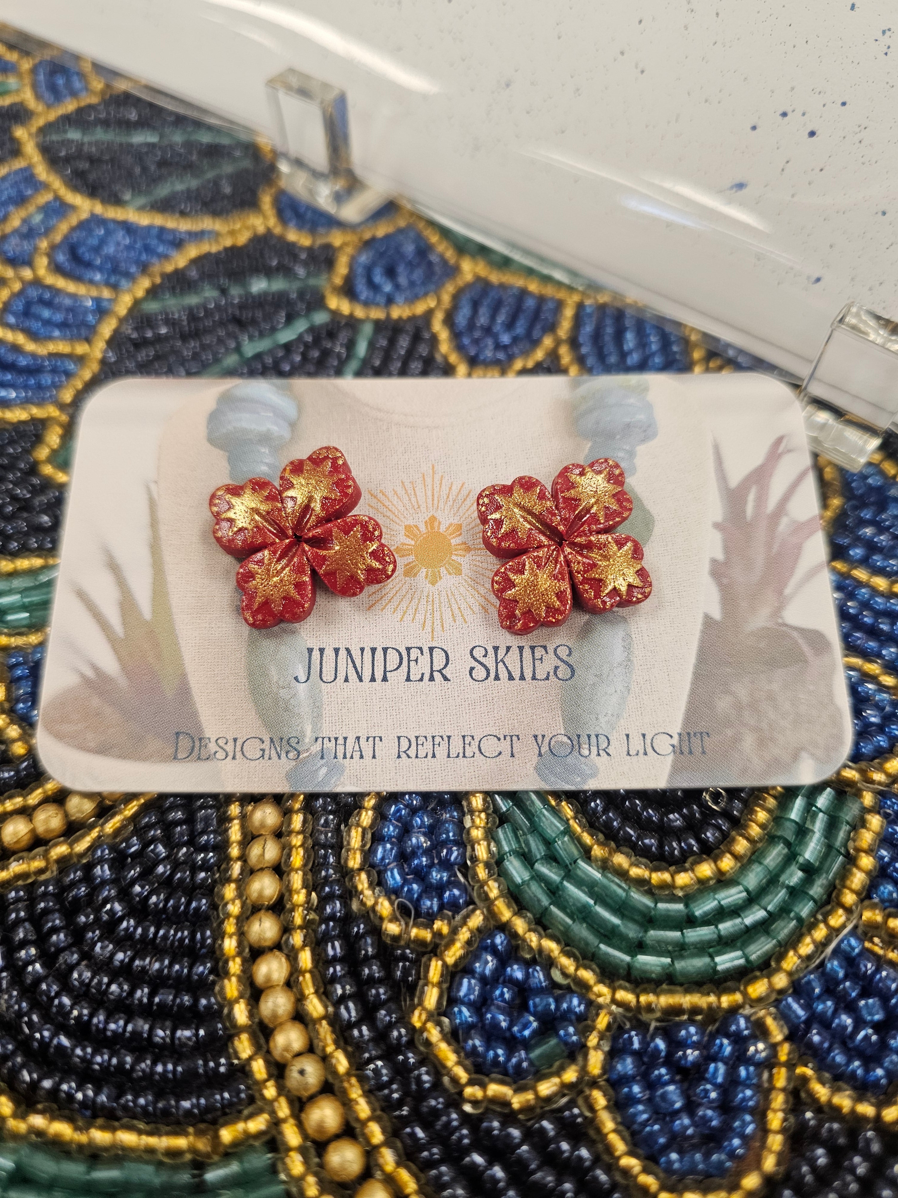 Crimson and Gold Star Leaf Stud | Bold and Beautiful Collection by J.S.