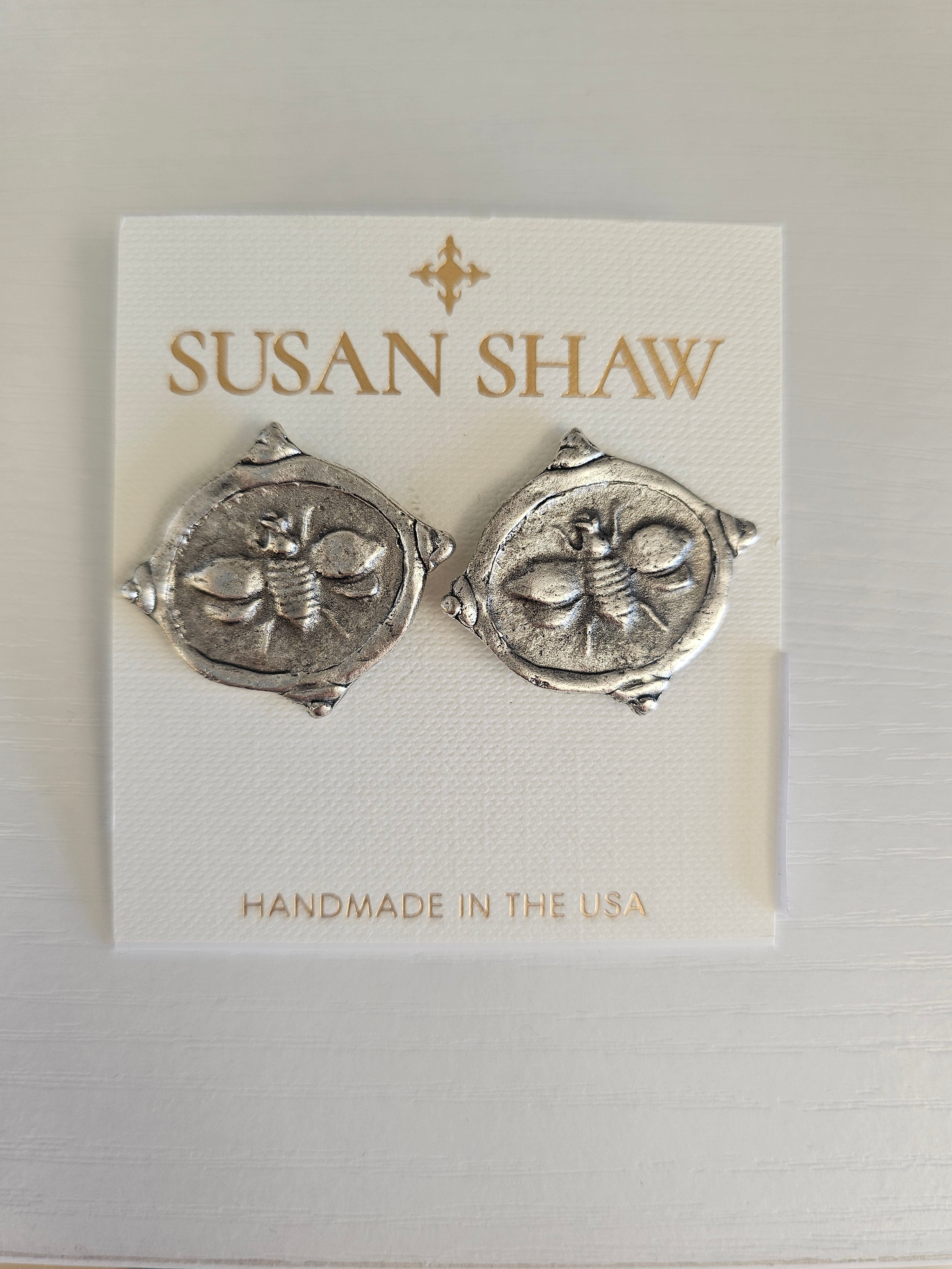 Bee Intaglio Studs – Silver