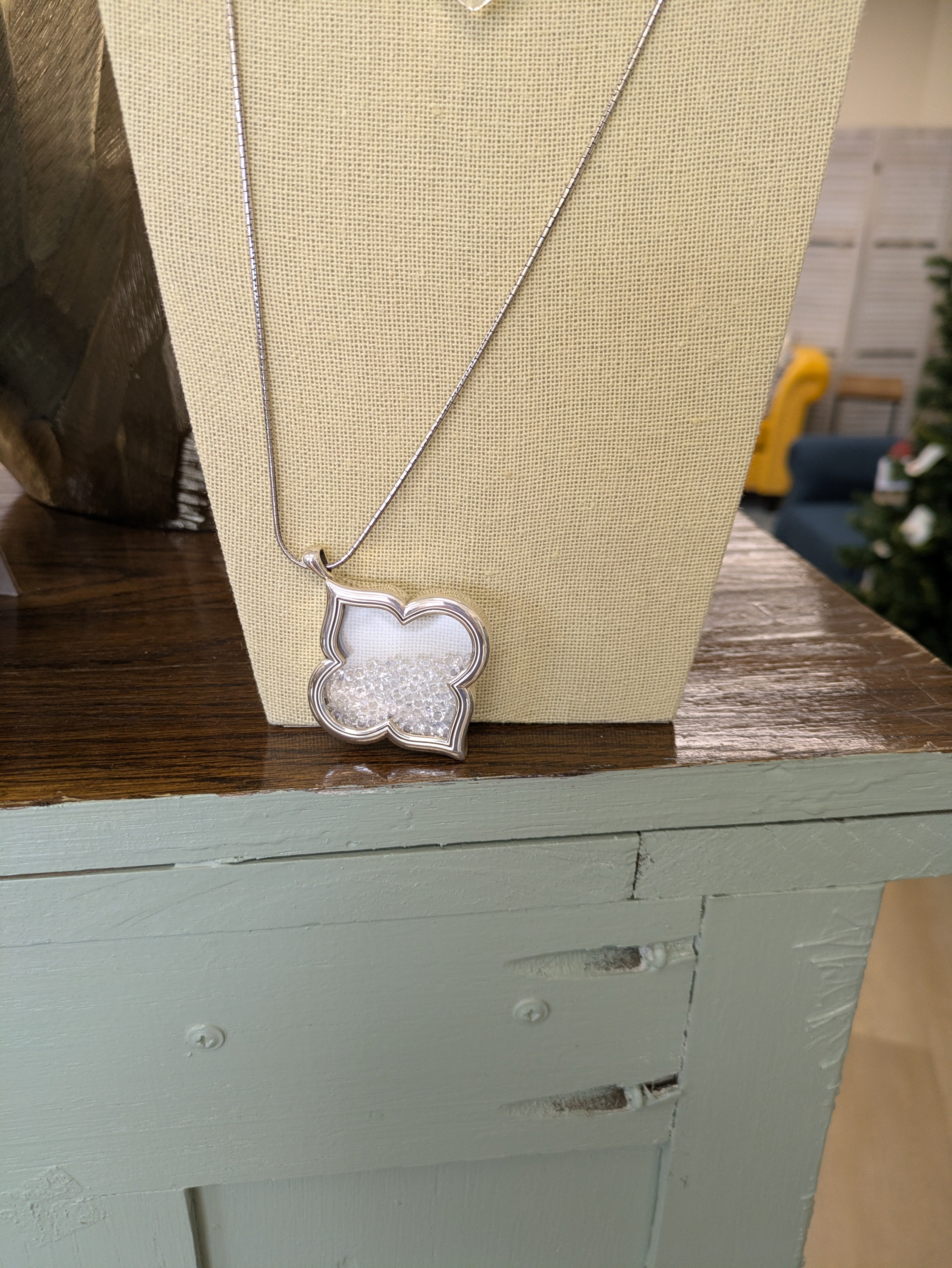 Brighton clear pendant necklace with beads inside