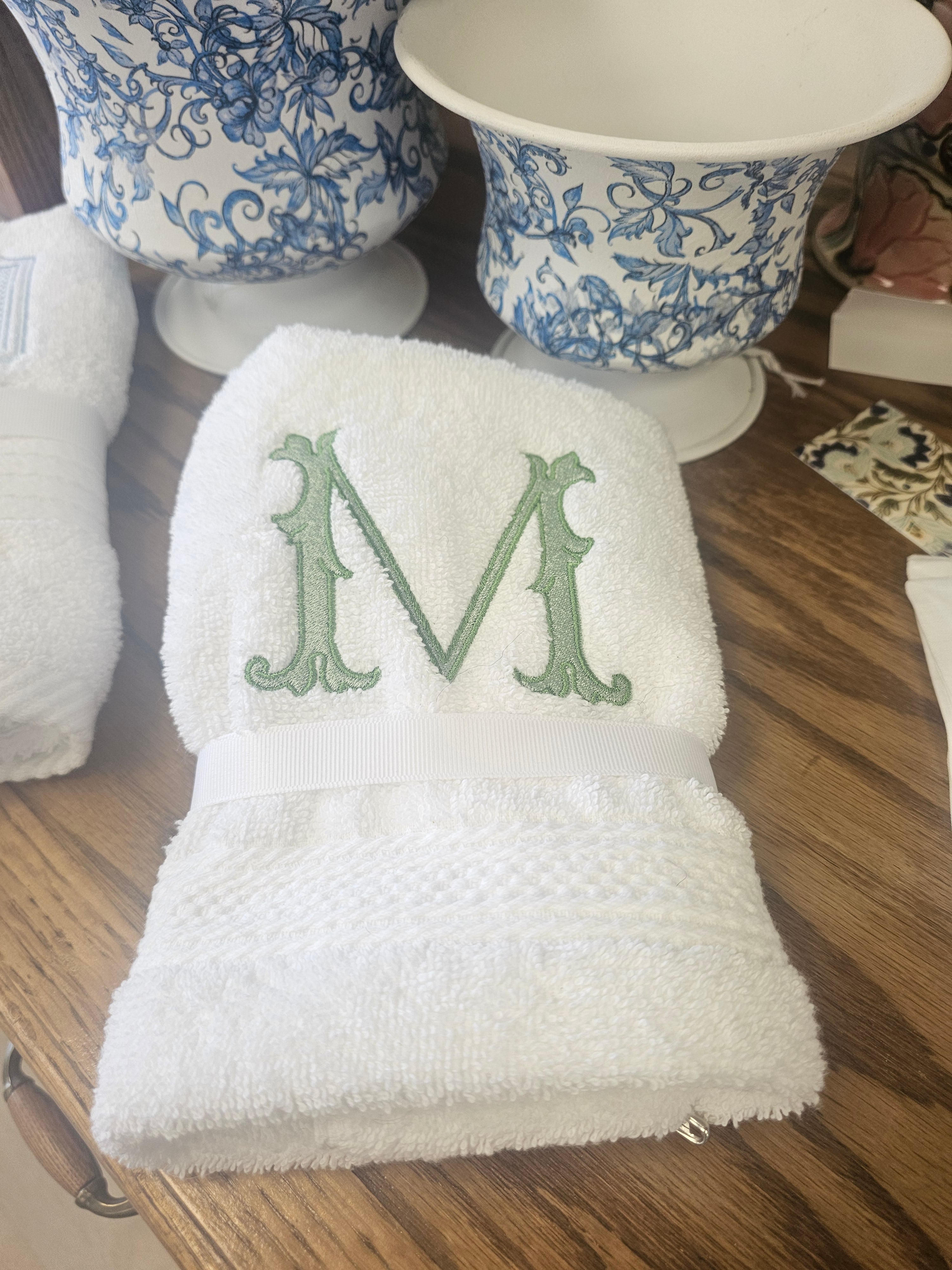 Embroidered Initial Hand Towel| Lucky & Legacy