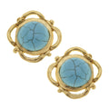 Scroll Turquoise Studs| Susan Shaw| Gold