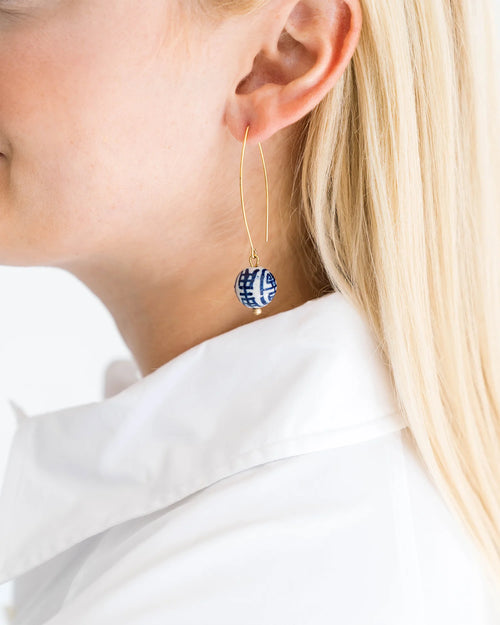 Blue & White Threader Earrings| Susan Shaw