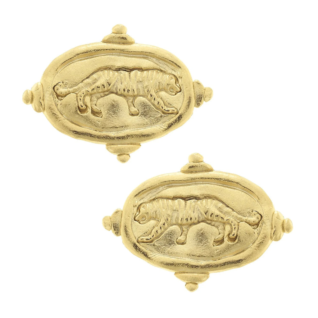 Tiger Intaglio Earrings